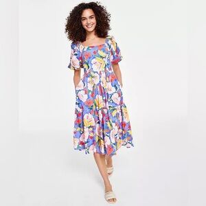 Vince Camuto Blue Floral Midi Dress